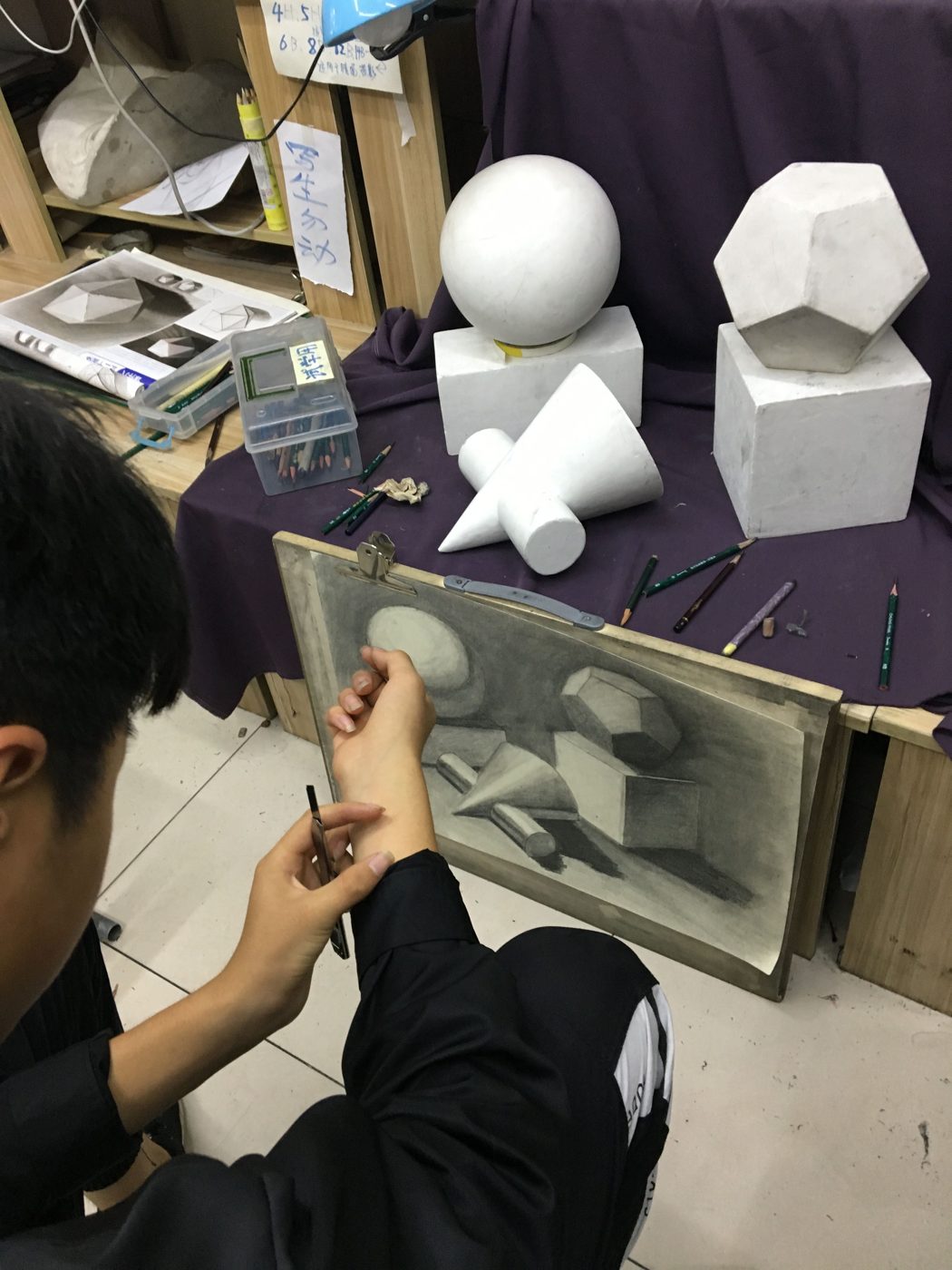 课堂写生与作品现场